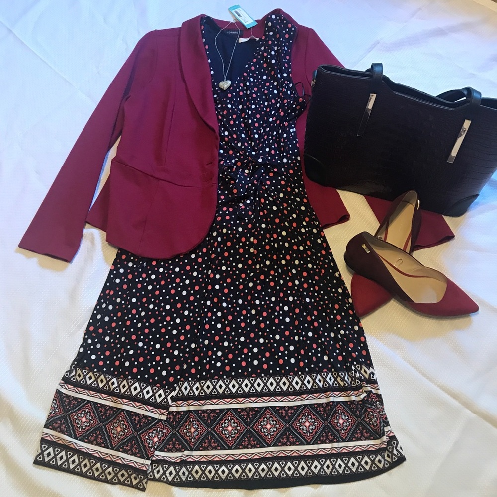 Le Lis Kiera knit faux wrap dress